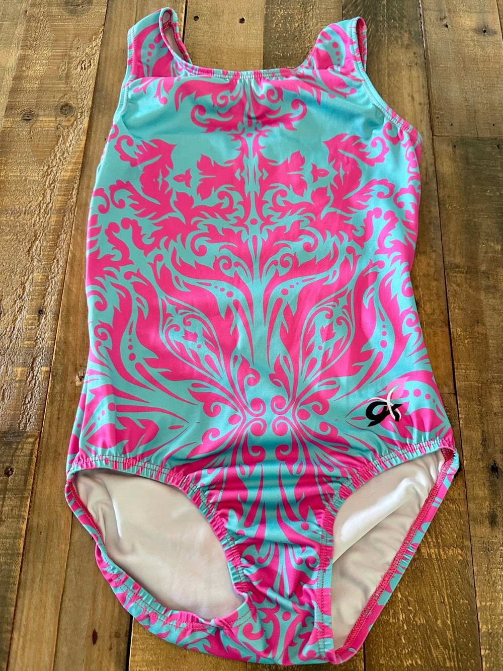 GK AS Women’s Turquoise and Hot Pink Swirl Tank Gymnastics Leotard